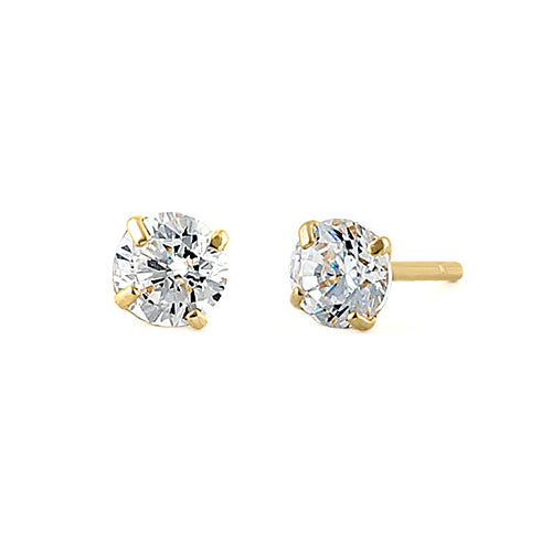 Solid 14k Gold Ear Studs Cubic Zirconia Diamonds Solid Gold 