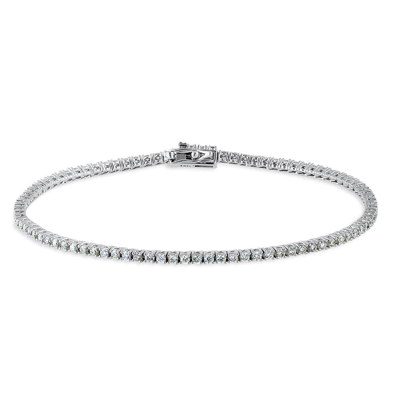 Solid 14k White Gold 1.5mm Diamond Bracelet