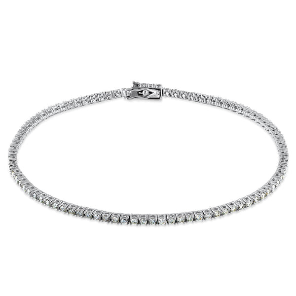 Solid 14k White Gold 1.5mm Diamond Bracelet