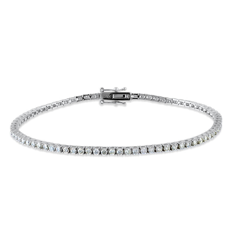 Solid 14k White Gold 2.0mm Diamond Bracelet