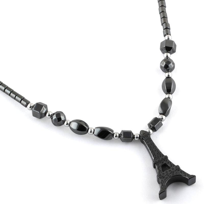 18" Eiffel Tower Hematite Necklace (Not Sterling Silver)