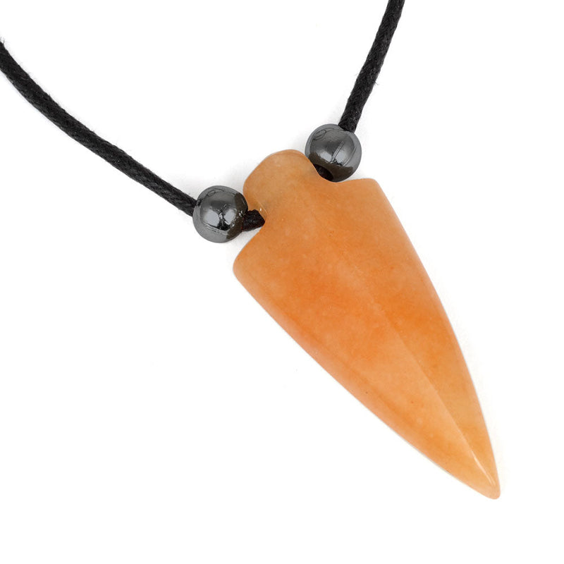 18x44mm Red Aventurine Arrowhead Adj Cord Necklace (Not Sterling Silver)