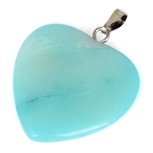 25mm Amazonite Heart Pendant (Not Sterling Silver)