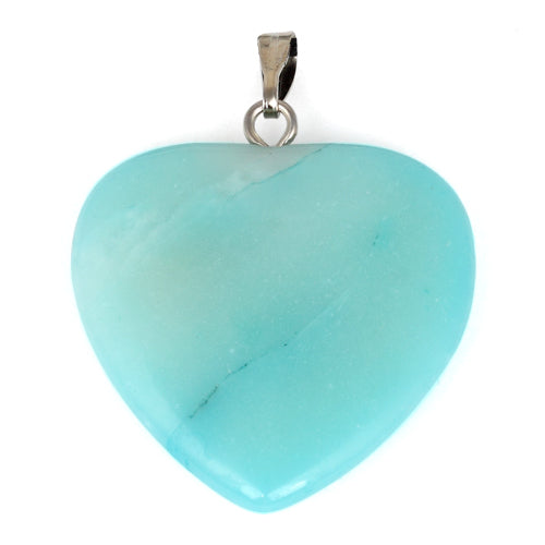 25mm Amazonite Heart Pendant (Not Sterling Silver)