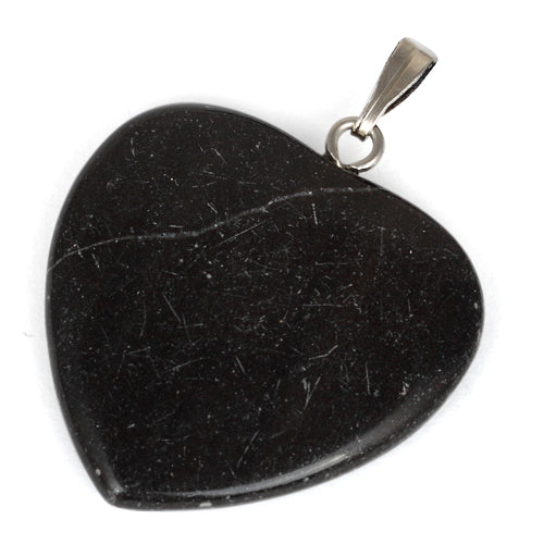 25mm Black Heart Pendant (Not Sterling Silver)