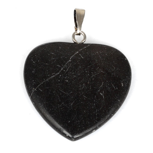 25mm Black Heart Pendant (Not Sterling Silver)