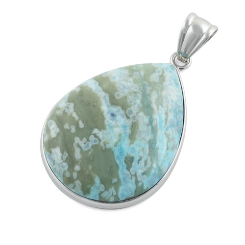 30X40MM Frame Green Turquoise Jasper Pear Gem Stone Pendant (Not Sterling Silver)