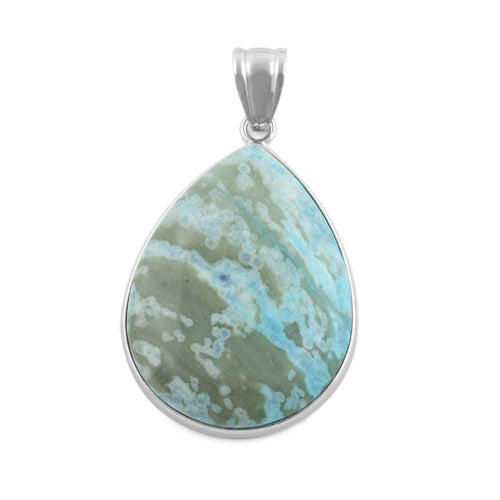 30X40MM Frame Green Turquoise Jasper Pear Gem Stone Pendant (Not Sterling Silver)