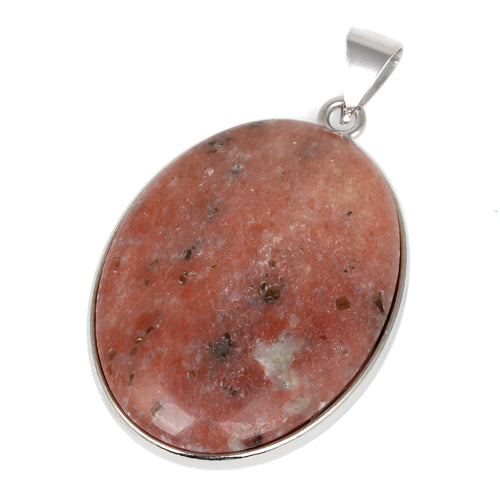 30X40MM Oval Chili Jasper Gemstone Pendant (Not Sterling Silver)