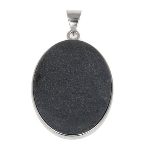 30X40MM Oval Frosted Blackstone Gemstone Pendant (Not Sterling Silver)