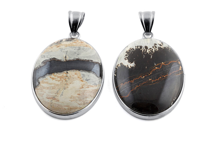 30X40MM Oval Hand-polished Artistic Jasper Gemstone Pendant (Not Sterling Silver)