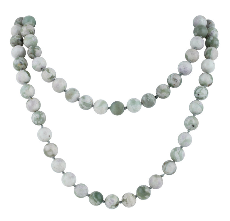 32" 8mm Peace Stone Round Gemstone Bead Necklace