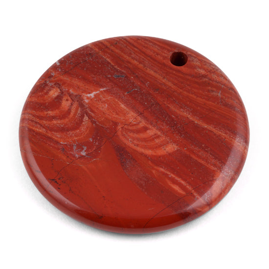 45MM Red Jasper Coin Gem Stone Pendant