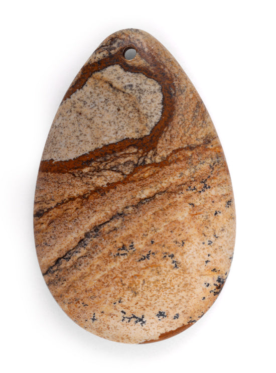 55X35MM Picture Jasper Drop Gem Stone Pendant