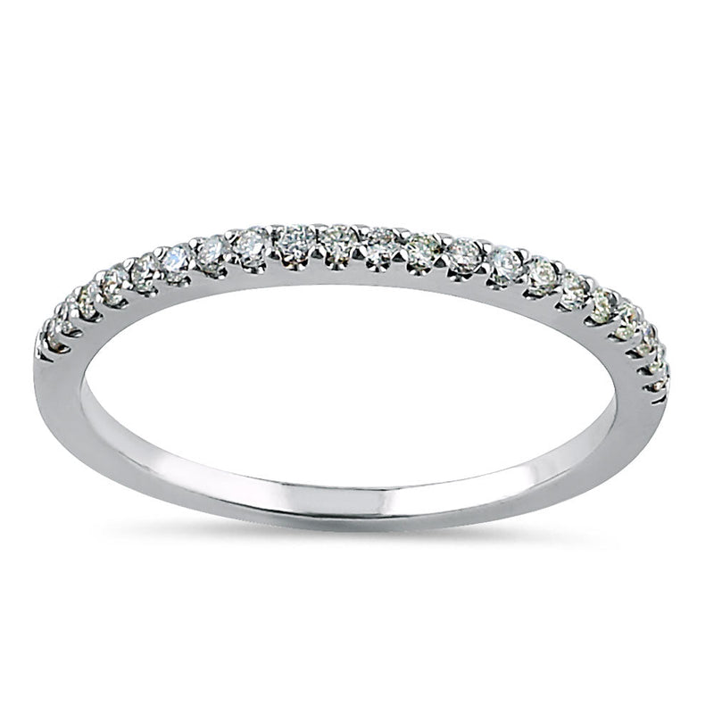 Solid 14k White Gold 1.5mm Half Eternity Diamond Band Ring