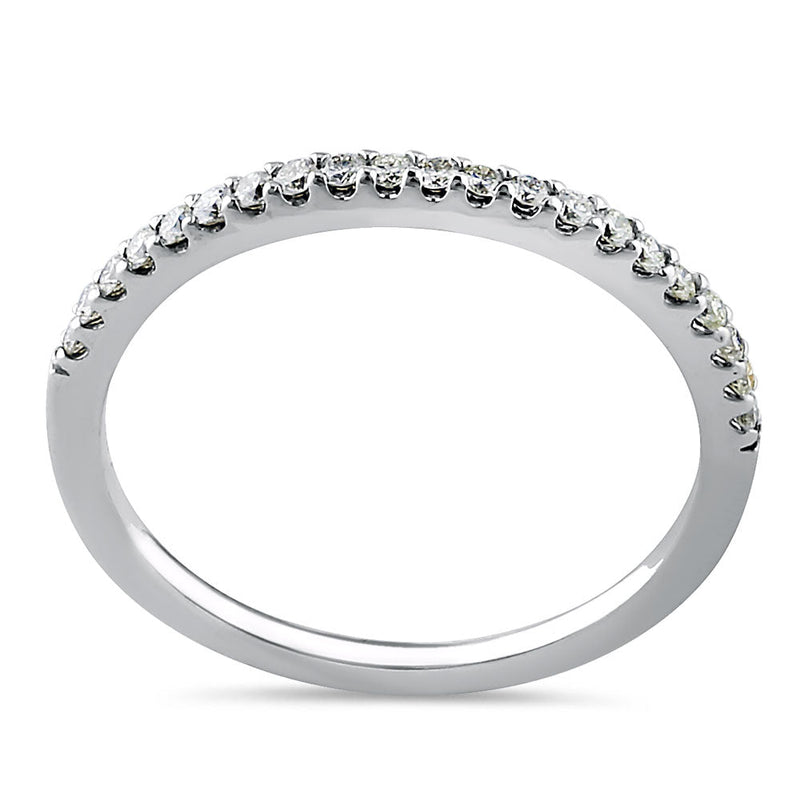 Solid 14k White Gold 1.5mm Half Eternity Diamond Band Ring