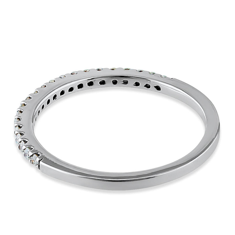 Solid 14k White Gold 1.5mm Half Eternity Diamond Band Ring