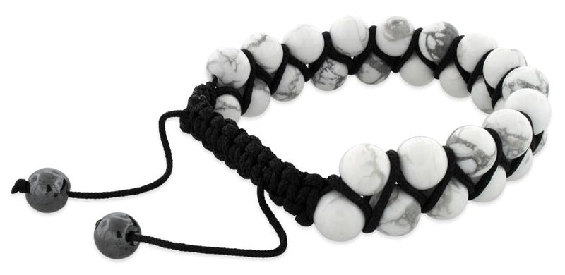 8MM Howlite Bead 2 Layer Shamballa Bracelet