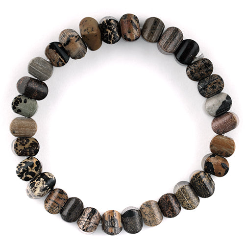 8mm Paint Brush Jasper Faceted Pumpkin Gem Stone Bracelet