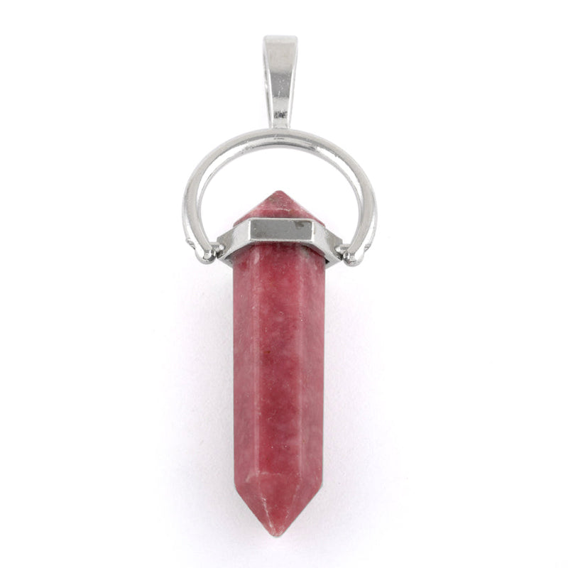 8X35mm Faceted Double Point-Swing Rhodonite Pendant (Not Sterling Silver)