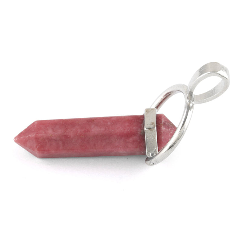 8X35mm Faceted Double Point-Swing Rhodonite Pendant (Not Sterling Silver)