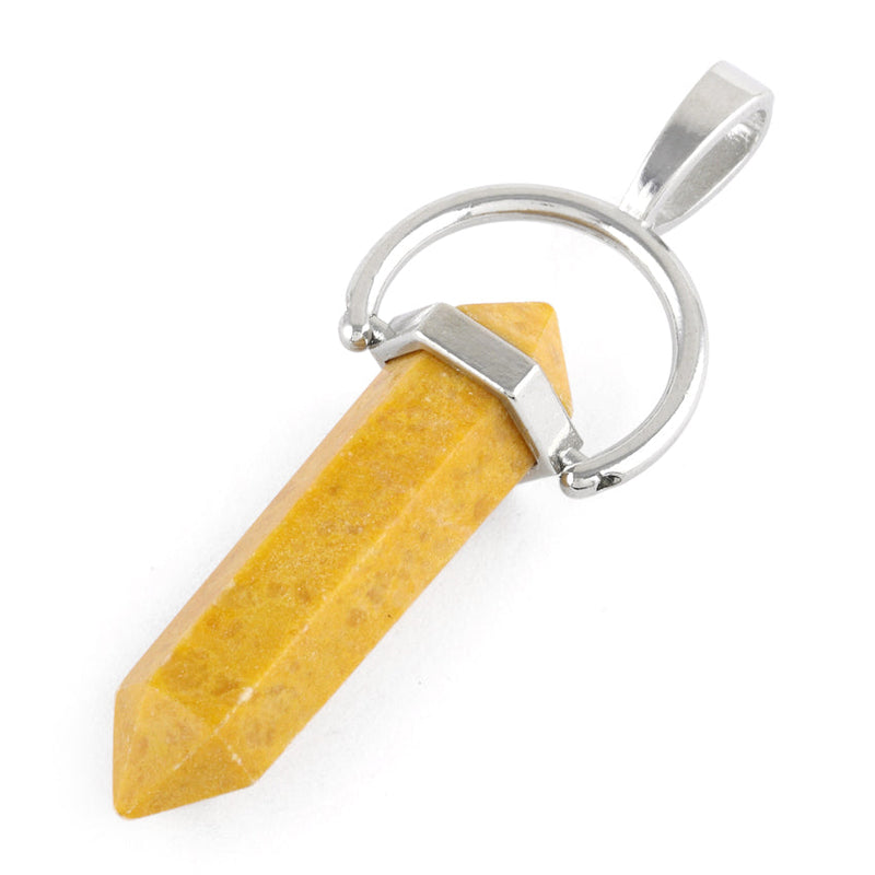 8X35mm Faceted Single Point-Swing Yellow Serpentine Pendant (Not Sterling Silver)