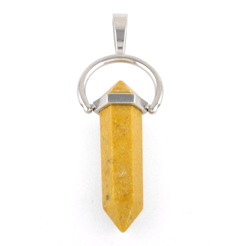 8X35mm Faceted Single Point-Swing Yellow Serpentine Pendant (Not Sterling Silver)