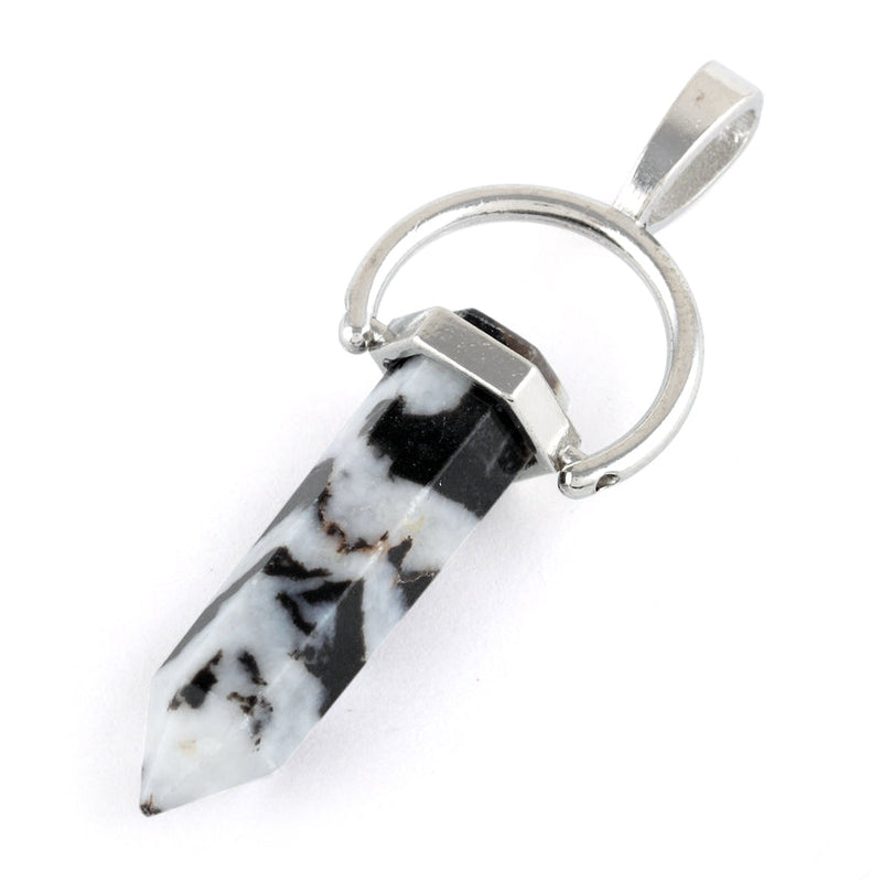 8X35mm Faceted Single Point-Swing Zebra Jasper Pendant (Not Sterling Silver)