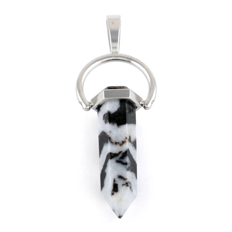 8X35mm Faceted Single Point-Swing Zebra Jasper Pendant (Not Sterling Silver)