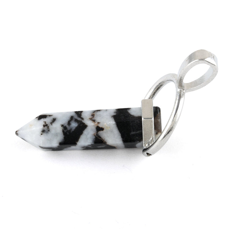 8X35mm Faceted Single Point-Swing Zebra Jasper Pendant (Not Sterling Silver)