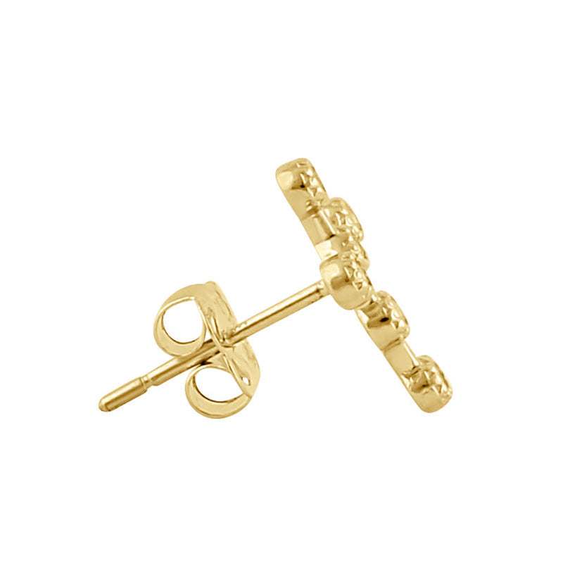 Solid 14K Gold Bead Cross Diamond Earrings