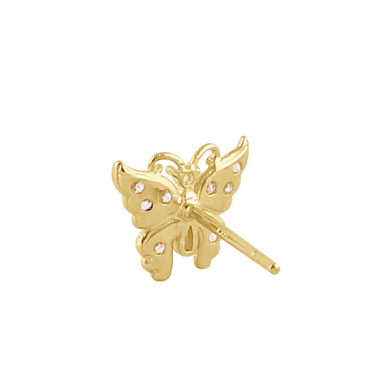 Solid 14K Gold Butterfly Diamond Earrings