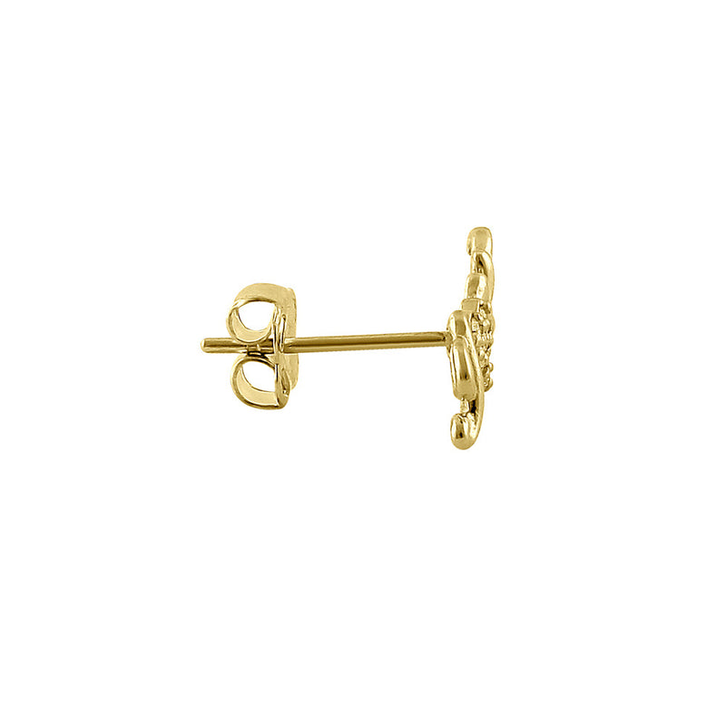 Solid 14K Yellow Gold Love Diamond Earrings