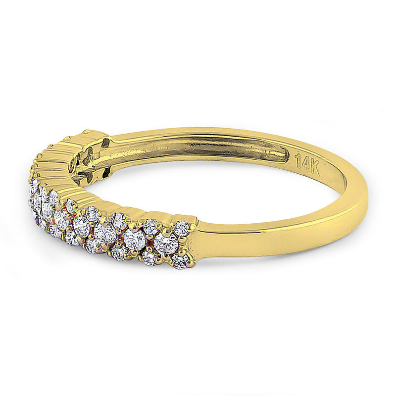 Solid 14K Yellow Gold Cluster 0.37 ct. Diamond Ring