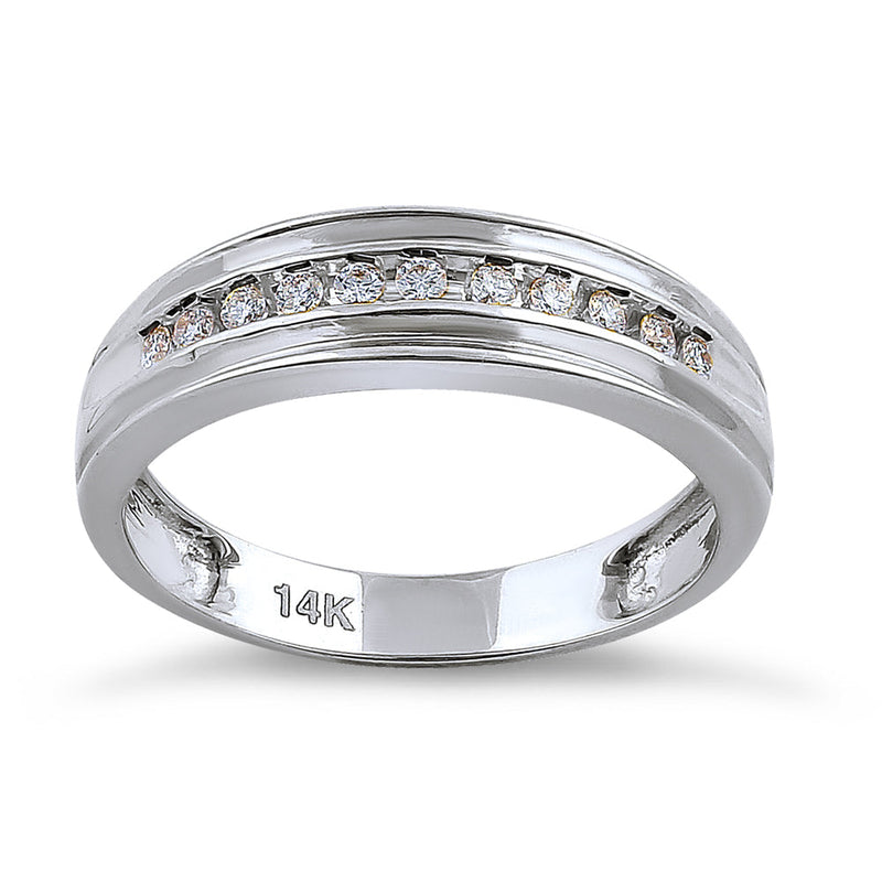 Solid 14K White Gold Half Eternity Men's 0.21 ct. Diamond Band