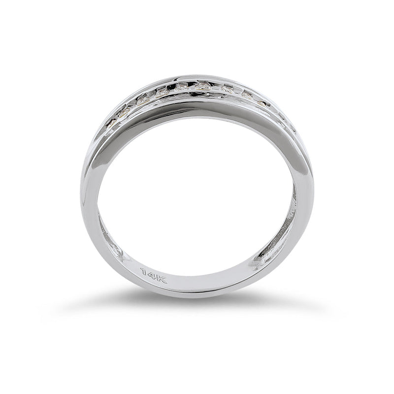 Solid 14K White Gold Half Eternity Men's 0.21 ct. Diamond Band