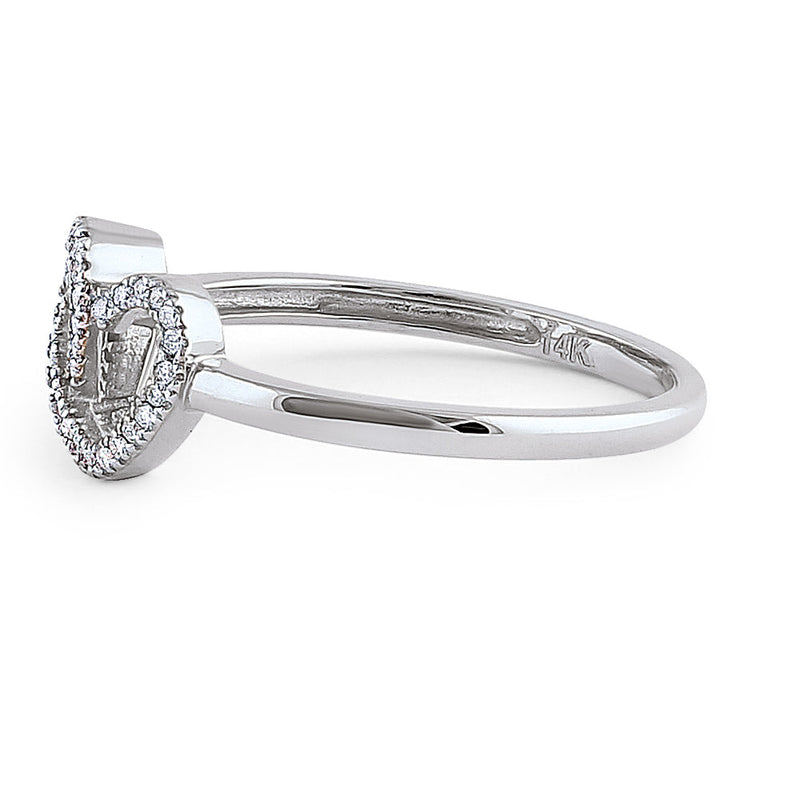 Solid 14K White Gold Double Heart 0.15 ct. Diamond Ring