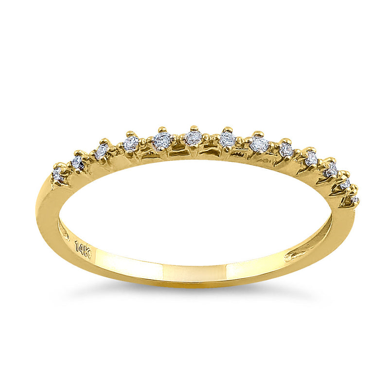 Solid 14K Yellow Gold Single Row 0.10 ct. Diamond Ring