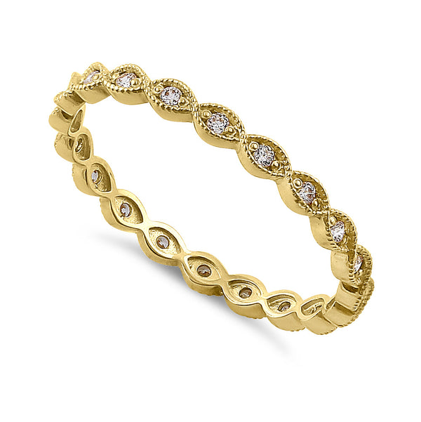 Solid 14K Yellow Gold Oval Pattern 0.17 ct. Diamond Eternity Band