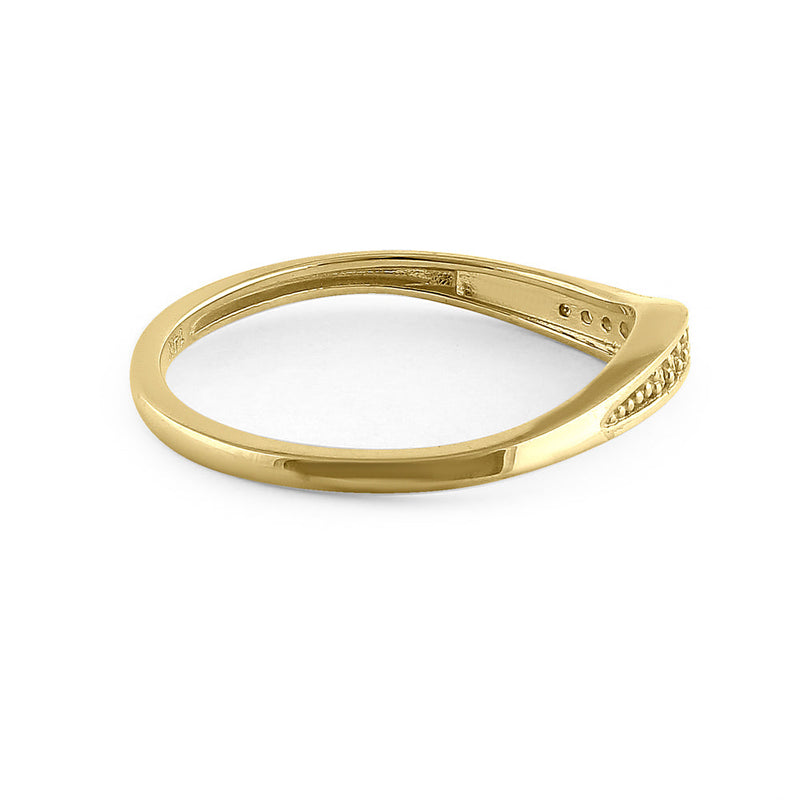 Solid 14K Yellow Gold Curve Diamond Ring