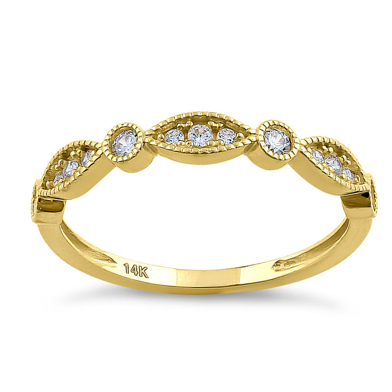 Solid 14K Yellow Gold Elegant Oval & Round Pattern 0.28 ct. Diamond Ring