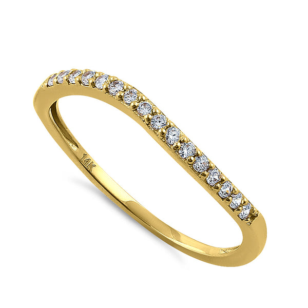 Solid 14K Yellow Gold Curve 0.20 ct. Diamond Ring