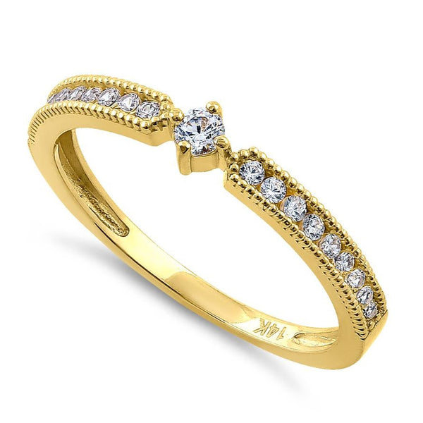 Solid 14K Yellow Gold Modern Round 0.30 Ct. Engagement Diamond Ring