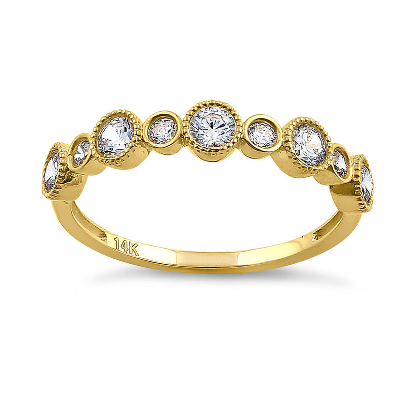 Solid 14K Yellow Gold Alternating Pattern 0.79 ct. Diamond Ring