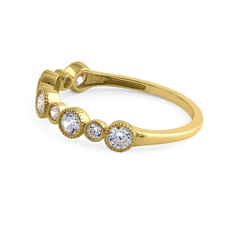 Solid 14K Yellow Gold Alternating Pattern 0.79 ct. Diamond Ring