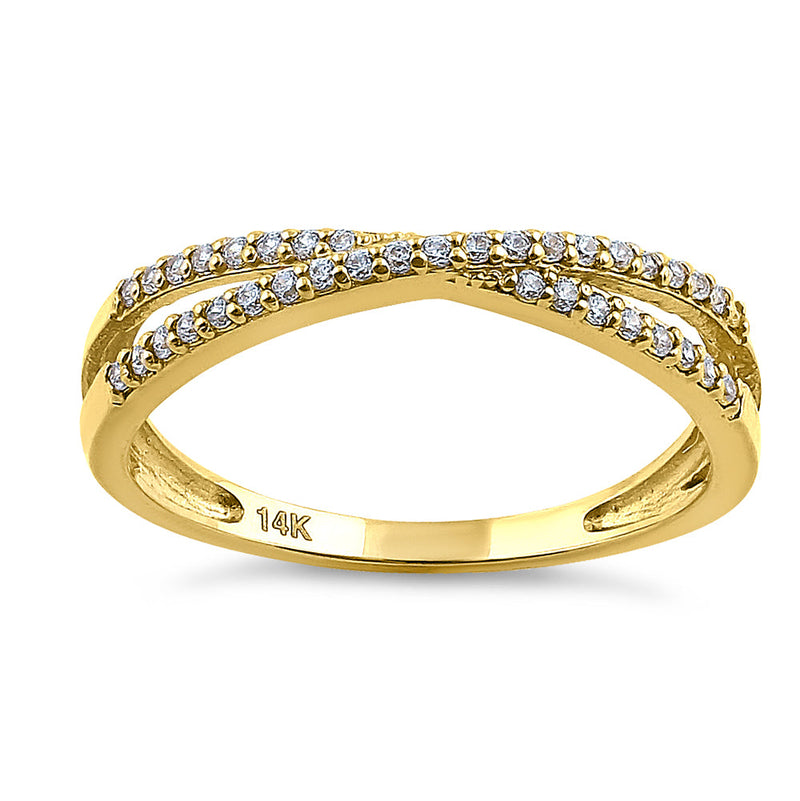 Solid 14K Yellow Gold Overlapping 0.21 ct. Diamond Ring