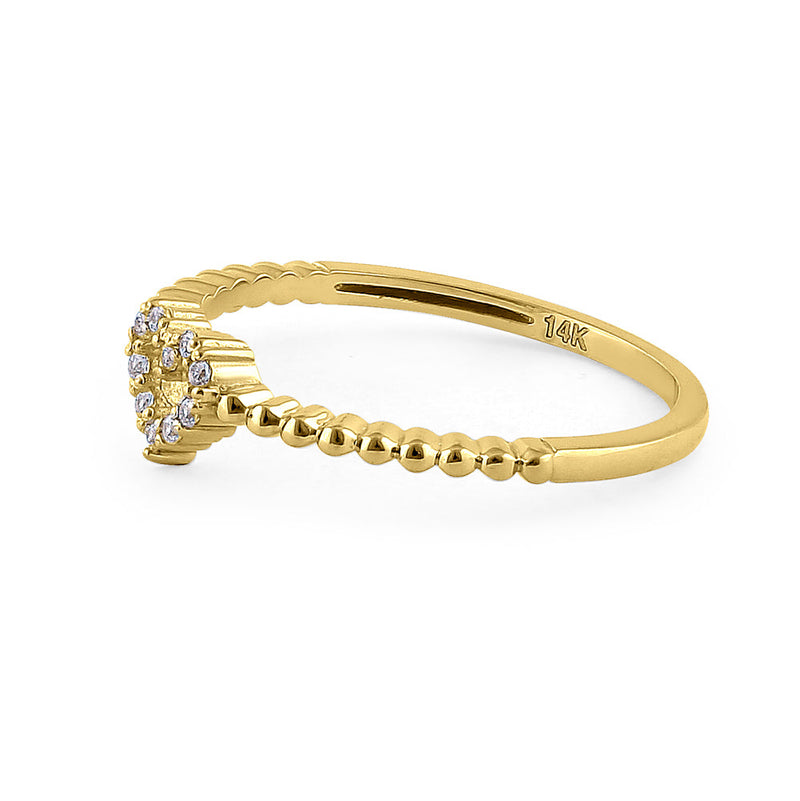 Solid 14K Yellow Gold Heart Diamond Ring