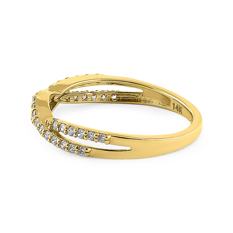 Solid 14K Yellow Gold Overlapping Twist 0.37 ct. Diamond Ring