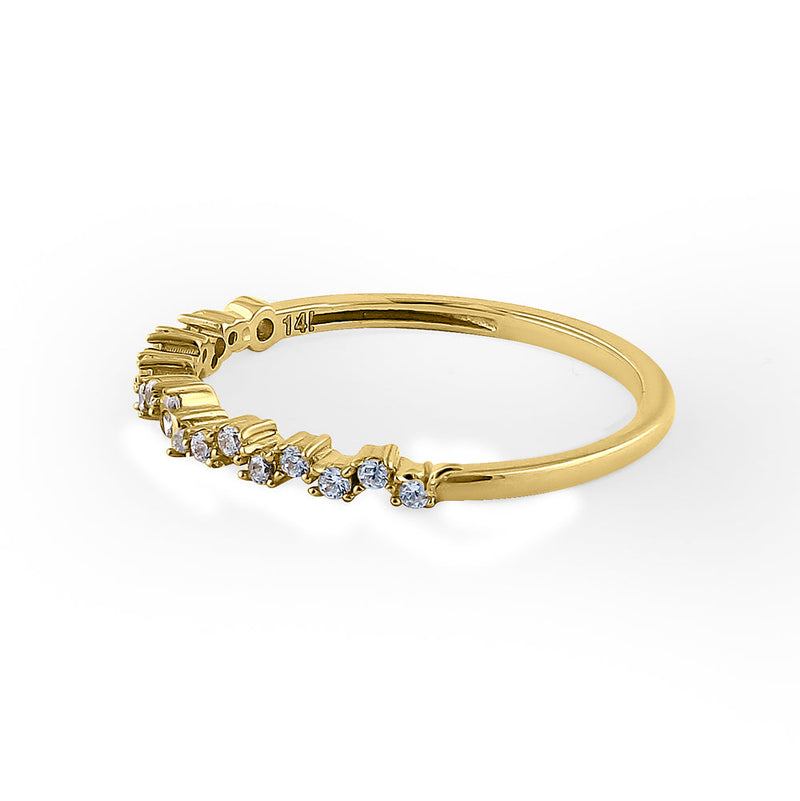 Solid 14K Yellow Gold Crooked 0.20 ct. Diamond Ring