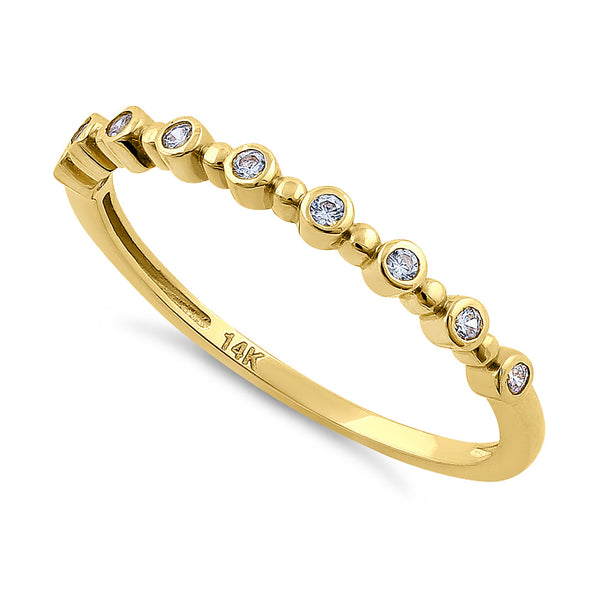 Solid 14K Yellow Gold Single Row Round 0.11 ct. Diamond Ring